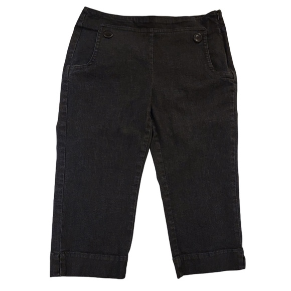 Talbots Denim - Talbots Capri Jeans Petite Size 8P Blue Denim Big Sailor Botton Pockets